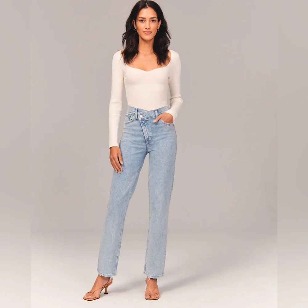 Abercrombie & Fitch The 90s Straight Ultra High Rise Criss Cross Size 29 regular - Picture 5 of 14